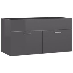 Berkfield Home Sink Cabinet with Built-in Basin High Gloss Grey Engineered Wood - thumbnail 6
