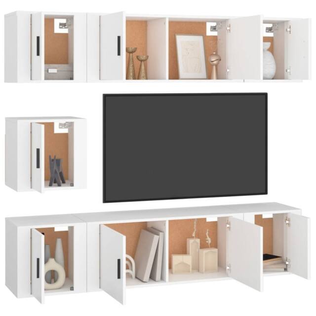Berkfield Home Classic 7 Piece TV Cabinet Set White Engineered Wood - image 1