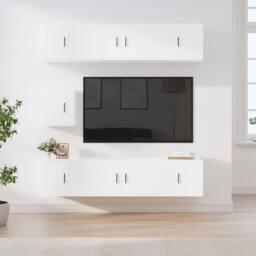 Berkfield Home Classic 7 Piece TV Cabinet Set White Engineered Wood - thumbnail 2