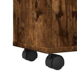 Berkfield Home Narrow Bathroom Cabinet with Wheels Smoked Oak Engineered Wood in Brown - thumbnail 8
