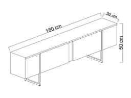 Vente-unique TV Unit With 2 Doors - Dark Natural & Gold - ZIRELDA in Walnut - thumbnail 6