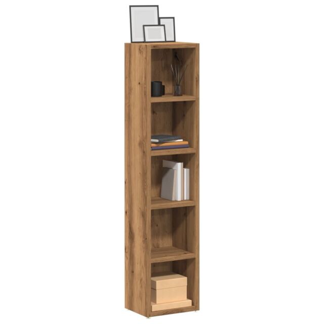 Berkfield Home CD Cabinets 2 pcs Artisan Oak 21x16x93.5 cm Engineered Wood in Brown - image 1