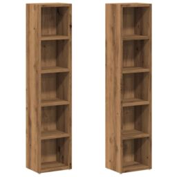 Berkfield Home CD Cabinets 2 pcs Artisan Oak 21x16x93.5 cm Engineered Wood in Brown - thumbnail 2