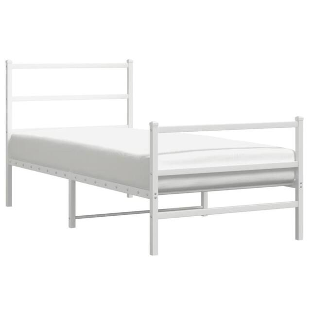 Berkfield Home Metal Bed Frame without Mattress with Footboard¬†White 90x190cm in White - Size: 90x190 cm - image 1