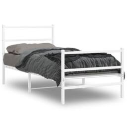 Berkfield Home Metal Bed Frame without Mattress with Footboard¬†White 90x190cm in White - Size: 90x190 cm - thumbnail 2