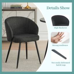 SONARA Modern Set of 2 Chunky Weave Fabric Ergonomic Dining Chairs with Arms in Grey - thumbnail 6