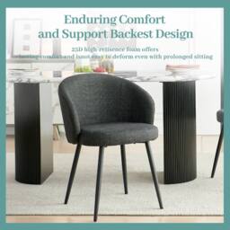 SONARA Modern Set of 2 Chunky Weave Fabric Ergonomic Dining Chairs with Arms in Grey - thumbnail 4