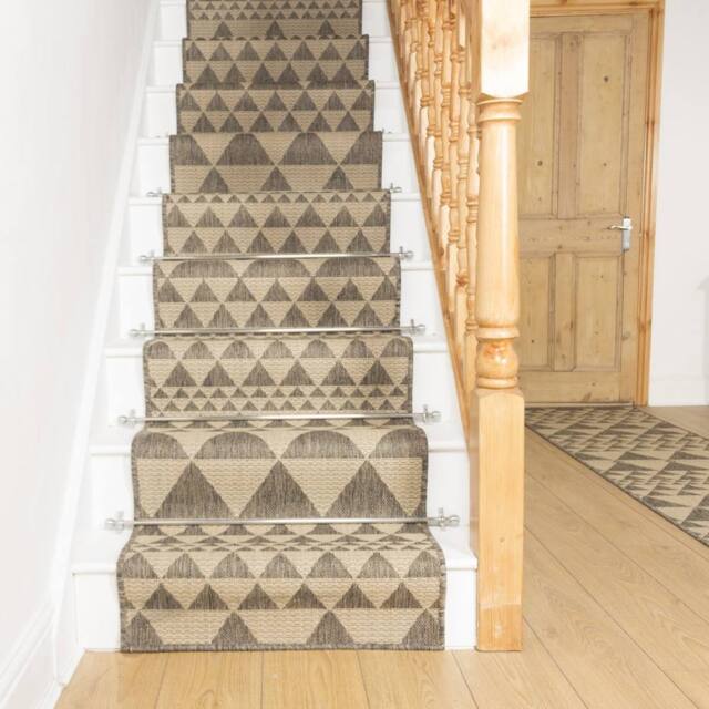 runrug Stair Runner Carpet - Durable, Non-Slip, 7mm - 'Prism' in Light Brown - Size: 80 cm x 720 cm - image 1