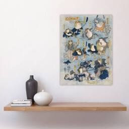 "Artery8 Kabuki Famous Heroes Played by Frogs Kuniyoshi Wall Art Poster Print in Blue - Size: W18"" x H24""" - thumbnail 4