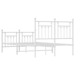 Berkfield Home Metal Bed Frame with Headboard & Footboard White 120x200 cm - Size: Small Double - thumbnail 8