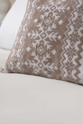BHS Christmas Fairisle Winter Snow Flake Cushion in Natural - Size: Small - thumbnail 2