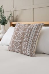 BHS Christmas Fairisle Winter Snow Flake Cushion in Natural - Size: Small - thumbnail 1