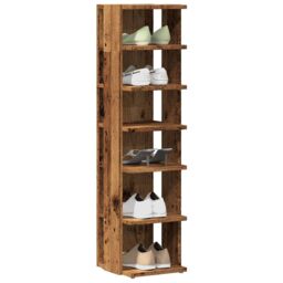 Berkfield Home Shoe Cabinets 2 pcs Old Wood 28x27x102 cm Engineered Wood in Brown - Size: 28 x 27 x 102 cm - thumbnail 1