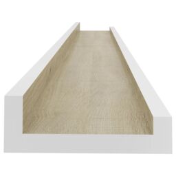 Berkfield Home Wall Shelves 2 pcs White & Sonoma Oak 80x9x3 cm - Size: 80 x 9 x 3 cm - thumbnail 6