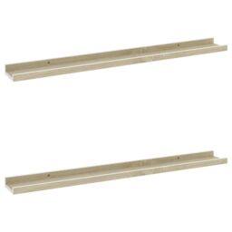 Berkfield Home Wall Shelves 2 pcs White & Sonoma Oak 80x9x3 cm - Size: 80 x 9 x 3 cm - thumbnail 2