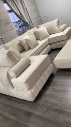 HOB Furniture Oxford Oyster U Shape Sofa With Contrast Piping - 12ftx7ftx7ft in Off-White - thumbnail 1