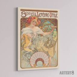 "Artery8 Biscuits Kitchen Vintage French Ad Canvas Wall Art Print Mucha - Size: W18"" x H24""" - thumbnail 2