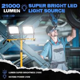 Hinsinc 2x50W Twin Site Lights IP66 Tripod Flood Portable in Yellow - thumbnail 6