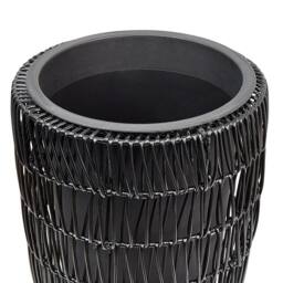 Wyld and Coco Black EverLush PE Rattan Tall Plant Pots Set of 2 with Plastic Inserts - thumbnail 9