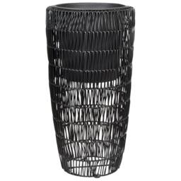 Wyld and Coco Black EverLush PE Rattan Tall Plant Pots Set of 2 with Plastic Inserts - thumbnail 5