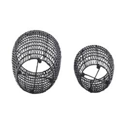 Wyld and Coco Black EverLush PE Rattan Tall Plant Pots Set of 2 with Plastic Inserts - thumbnail 7