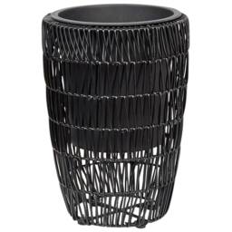 Wyld and Coco Black EverLush PE Rattan Tall Plant Pots Set of 2 with Plastic Inserts - thumbnail 6