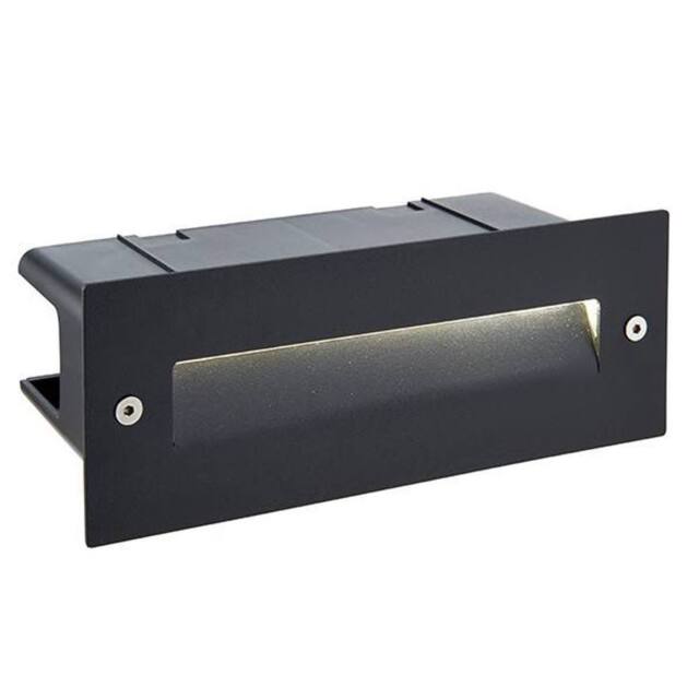 Netlighting Seina Integrated LED Outdoor Recessed Wall Light Textured Black Frosted IP44 - image 1