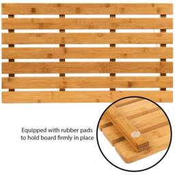 NESTLUNE Bamboo Wooden Bath Mat Duck Board Perfect Shower Mat in Natural - thumbnail 3