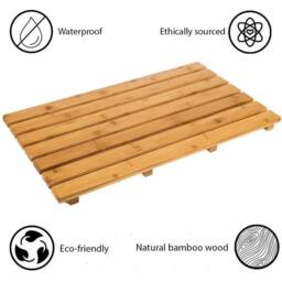 NESTLUNE Bamboo Wooden Bath Mat Duck Board Perfect Shower Mat in Natural - thumbnail 4