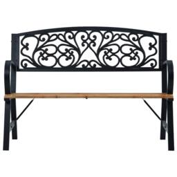 Berkfield Home Garden Bench 120 cm Wood in Black - thumbnail 1
