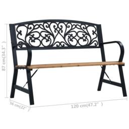 Berkfield Home Garden Bench 120 cm Wood in Black - thumbnail 8