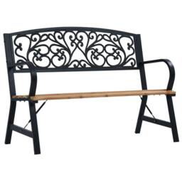 Berkfield Home Garden Bench 120 cm Wood in Black - thumbnail 2