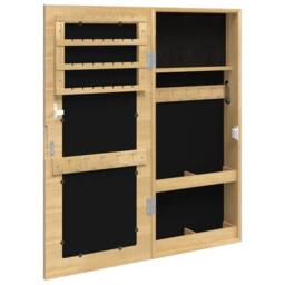 Berkfield Home Mirror Jewellery Cabinet Wall Mounted 30x8.5x67 cm in Light Tan - thumbnail 5