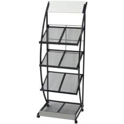 Berkfield Home Magazine Rack 47x40x134 cm Black & White A4 - Size: 47 x 40 x 134 cm - thumbnail 2