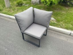 Fimous Aluminum Outdoor Garden Furniture Single Corner Sofa With Seat & Back Cushion Dark Grey - thumbnail 1