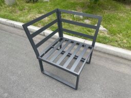 Fimous Aluminum Outdoor Garden Furniture Single Corner Sofa With Seat & Back Cushion Dark Grey - thumbnail 3