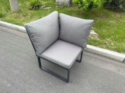 Fimous Aluminum Outdoor Garden Furniture Single Corner Sofa With Seat & Back Cushion Dark Grey - thumbnail 2