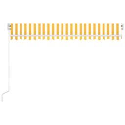 Berkfield Home Manual Retractable Awning 400x350 cm Yellow & White - thumbnail 1