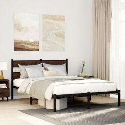 Berkfield Home Bed Frame without Mattress with Headboard Brown Oak 137x190 cm
