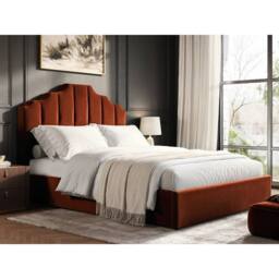 Flair Margot Ottoman Bed Burnt Orange Velvet - Size: King - thumbnail 1