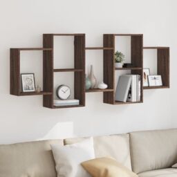 Berkfield Home Wall Shelf Brown Oak 159x18x65 cm Engineered Wood - Size: 159 x 18 x 65 cm - thumbnail 1