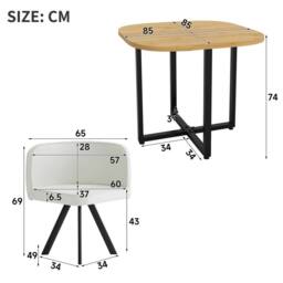 FENCHILIN Space Saving Dining Table & 4 Chairs Set MDF Metal Linen Dining Room - Size: 4 Person - thumbnail 6