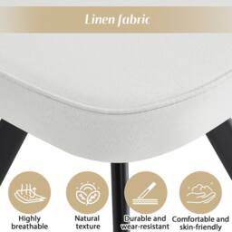 FENCHILIN Space Saving Dining Table & 4 Chairs Set MDF Metal Linen Dining Room - Size: 4 Person - thumbnail 4