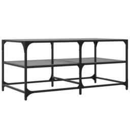 Berkfield Home Coffee Table with Black Glass Top 98.5x50x45 cm Steel - thumbnail 6