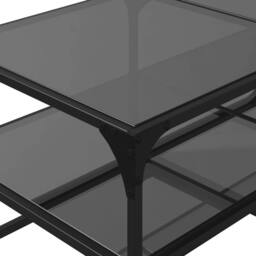Berkfield Home Coffee Table with Black Glass Top 98.5x50x45 cm Steel - thumbnail 8