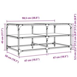 Berkfield Home Coffee Table with Black Glass Top 98.5x50x45 cm Steel - thumbnail 9