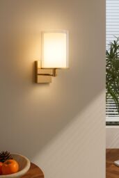 Living and Home G9 Glass Lampshade Wall Light in Gold - thumbnail 1