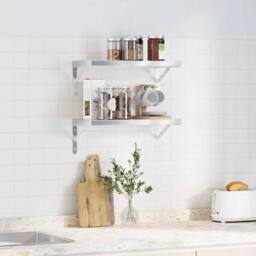 Berkfield Home Wall Shelves 2 pcs 50x23.5x3 cm Silver Stainless Steel - thumbnail 1