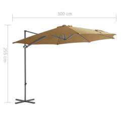 Berkfield Home Cantilever Umbrella with Steel Pole Taupe 300 cm - thumbnail 9