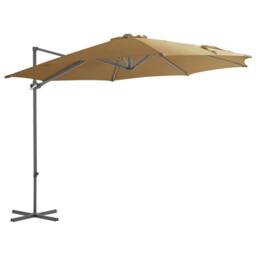 Berkfield Home Cantilever Umbrella with Steel Pole Taupe 300 cm - thumbnail 2